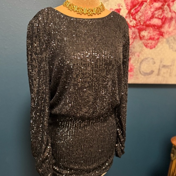 Love M Black Sequin Dress L - Picture 10 of 11